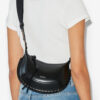 Mini Moon Grained Leather Shoulder Baguette Bag